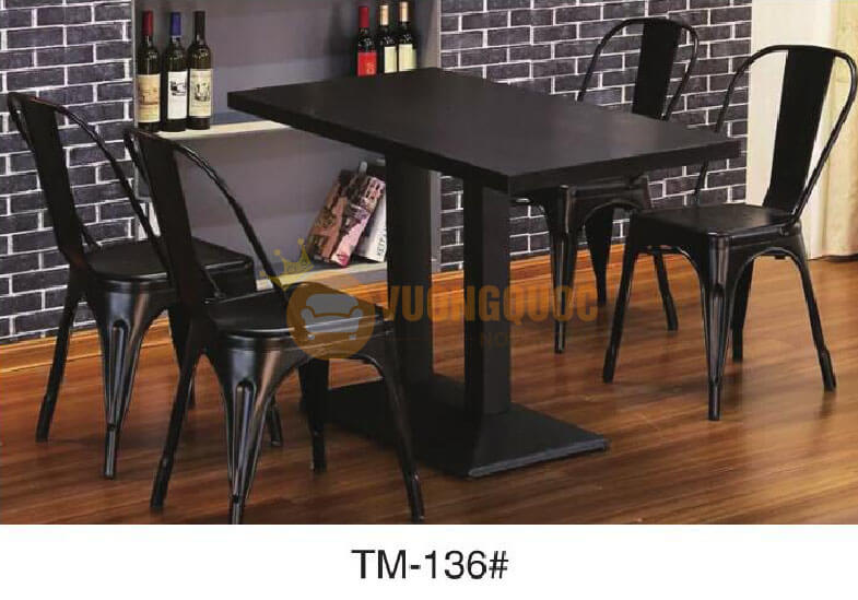 Bộ bàn ghế nhà hàng màu đen quyến rũ 