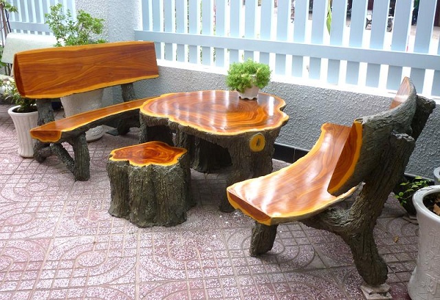 Tự làm bàn ghế sân vườn giả gỗ 
