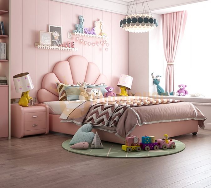 Mẫu giường màu hồng công chúa cho bé gái 