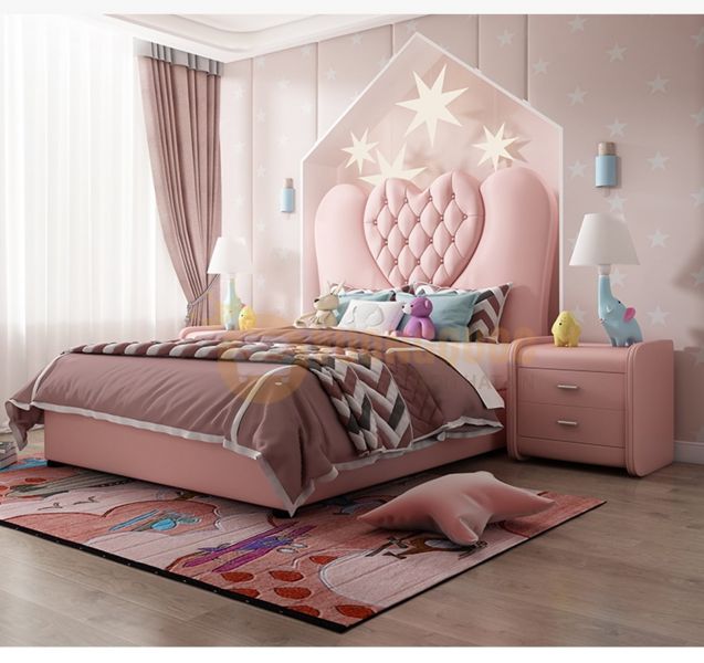 Mẫu giường màu hồng sang trọng hiện đại 